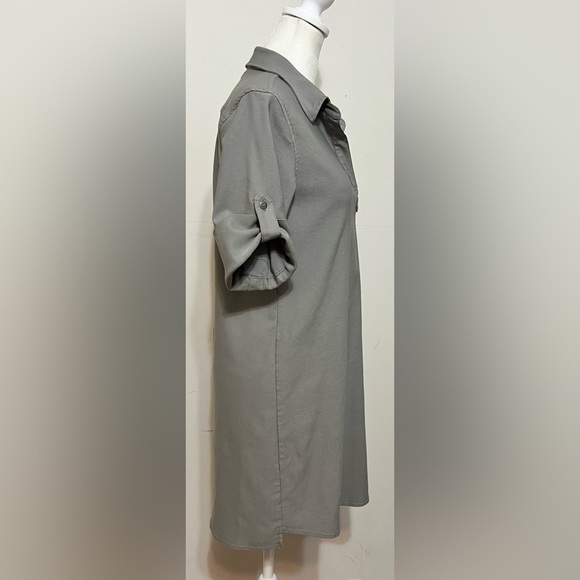 McCulley’s (Highlands, NC) roll tab sleeve collared shirt dress. Gray XS - Picture 4 of 16